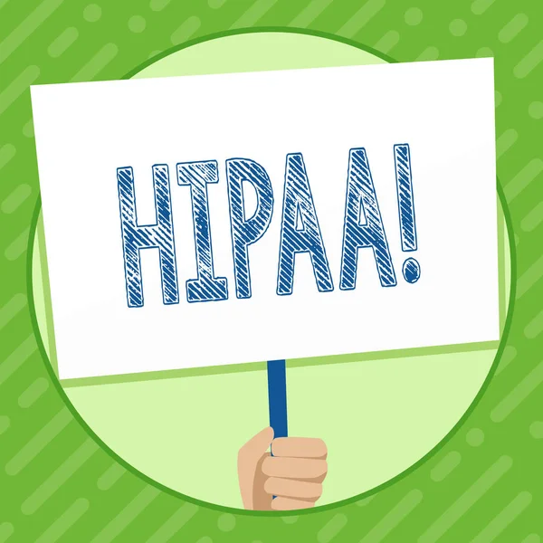 Escribiendo nota que muestra Hipaa. Foto comercial que muestra la Ley de Portabilidad y Responsabilidad del Seguro de Salud . — Foto de Stock