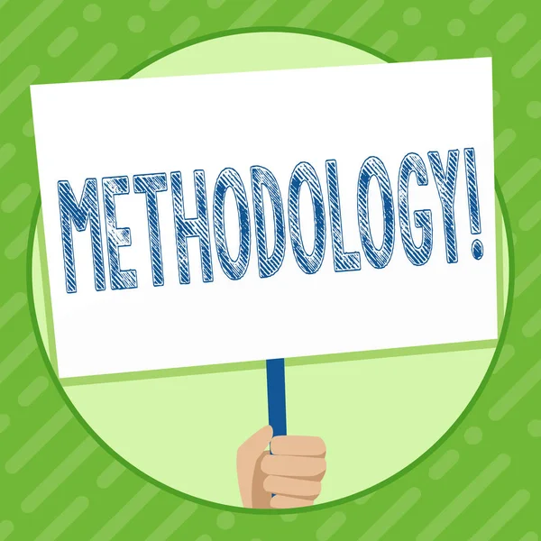 Написання записки, що показує методологію. Система методів, що використовуються в дослідженні або діяльності Кроки, щоб слідувати . — стокове фото