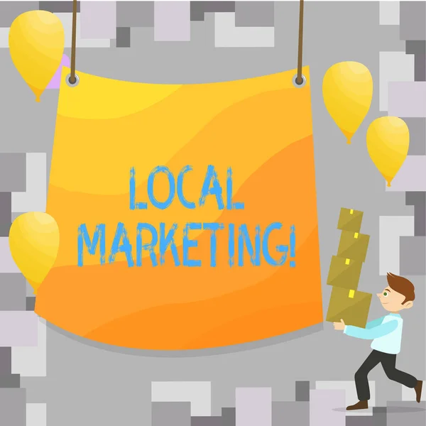 Escrevendo uma nota mostrando Marketing Local. Foto de negócios exibindo anúncios regionais de publicidade comercial localmente . — Fotografia de Stock