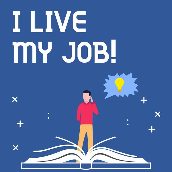 Tekst fra håndskriften I Live My Job. Begrepene betyr "vær dypt inne i og elsk arbeidslivet". . – stockfoto