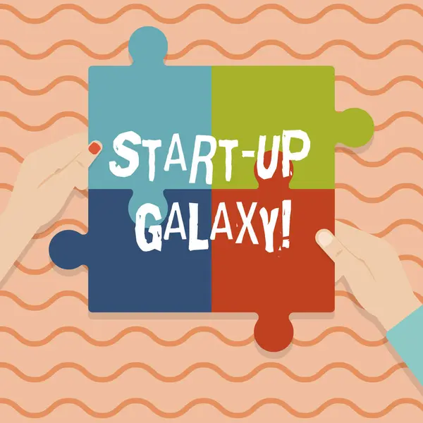 Conceptuele hand schrijven Start Up Galaxy tonen. Zakelijke foto presentatie van onlangs naar voren gekomen bedrijf gemaakt door nieuwe ondernemers. — Stockfoto