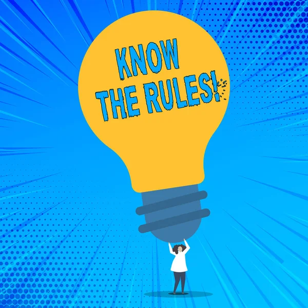 Testo di scrittura di parole Conoscere le regole. Business concept for Conoscere le leggi Regolamenti Protocolli Procedure . — Foto Stock