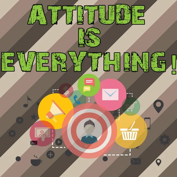 Ecrire une note montrant Attitude Is Everything. Photo d'affaires mettant en valeur la motivation Inspiration Optimisme important pour réussir . — Photo