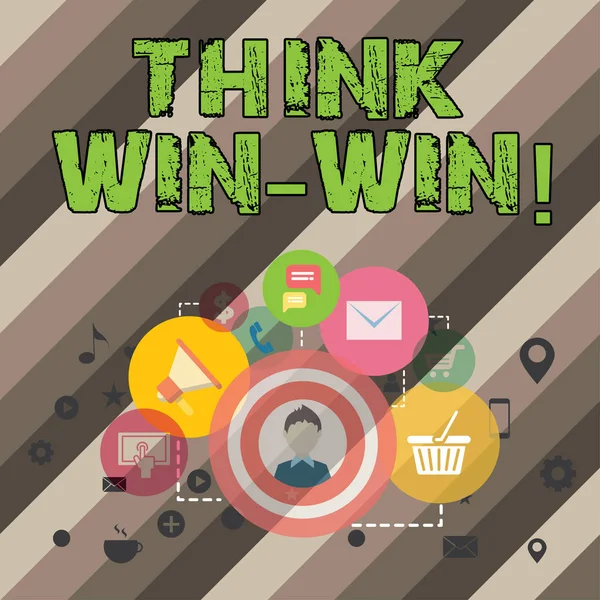 Написання нотатки, що показує Think Win. Бізнес-фото, що демонструє стратегію переговорів для обох партнерів, щоб отримати вигоду . — стокове фото