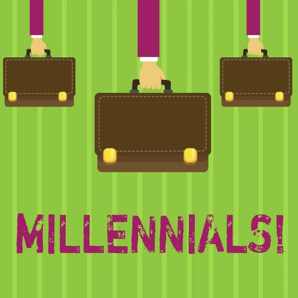 Word tekst intoetsen Millennials. Businessconcept voor generatie Y geboren uit de jaren 1980 tot 2000s. — Stockfoto