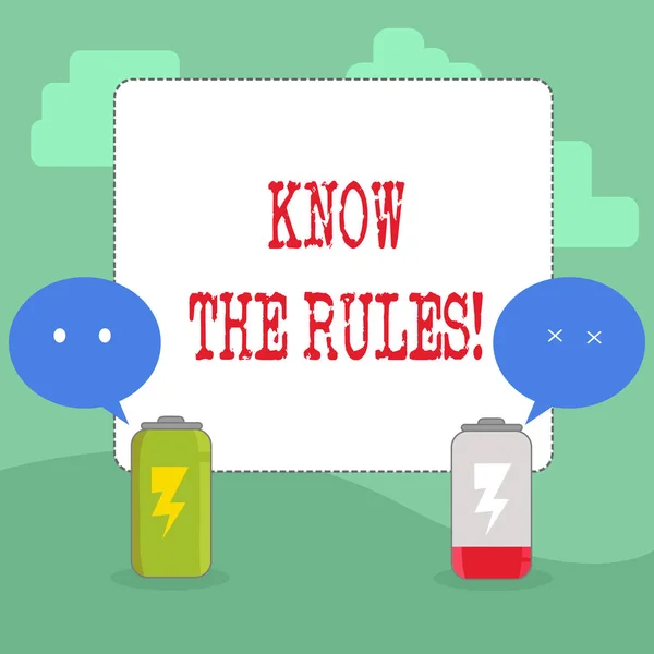 Scrittura di testo a mano Conoscere le regole. Significato del concetto Essere consapevoli delle leggi Regolamenti Protocolli Procedure . — Foto Stock