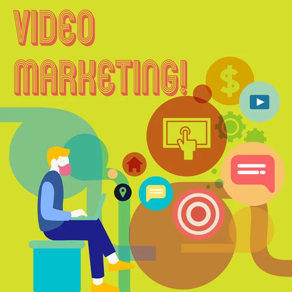 Texto de escritura de palabras Video Marketing. Concepto de negocio para la publicidad de medios Promoción multimedia Estrategia digital . —  Fotos de Stock