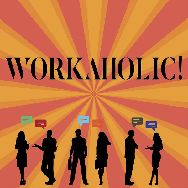 Signo de texto que muestra Workaholic. Foto conceptual Persona que trabaja compulsivamente horas excesivamente duras y largas . —  Fotos de Stock