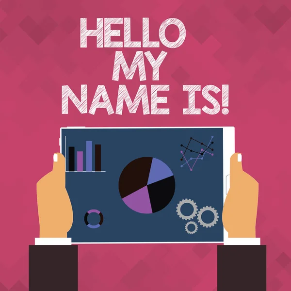 Znak textu zobrazeno Hello My Name je konceptuální fotografické setkání s někým nový úvod rozhovoru prezentace. — Stock fotografie