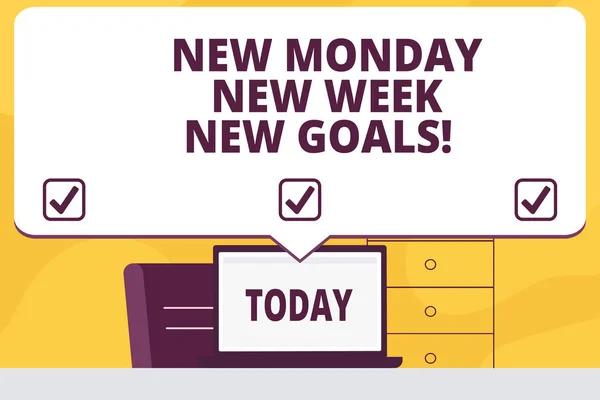 Word writing text New Monday New Week New Goals. Business concept for next week resolutions To do list Goals Targets.