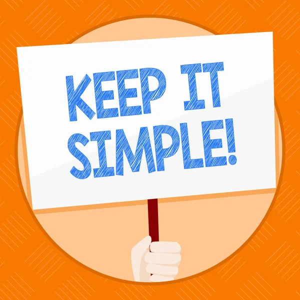 概念的な手書きの簡易それを維持を示します。ビジネス写真を簡素化するものの簡単な理解しやすい明確な簡潔なアイデアを紹介. — ストック写真