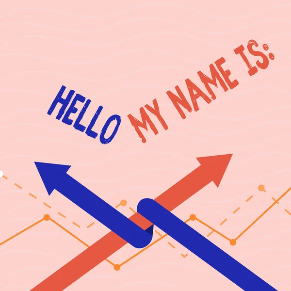 Κείμενο πινακίδα που δείχνει Hello My όνομα ΗΣ εννοιολογική φωτογραφία συνάντηση κάποιος νέα παρουσίαση εισαγωγή την συνέντευξη. — Φωτογραφία Αρχείου