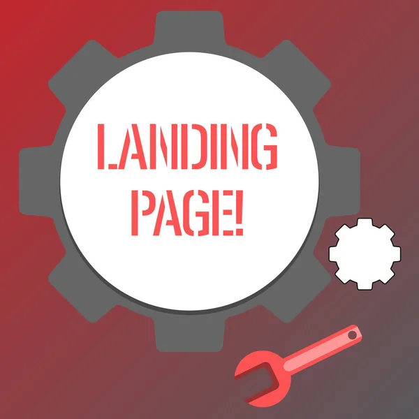 Fogalmi kézi írás, Landing Page mutatja. Üzleti fénykép szöveg honlapján egy linket egy másik weblapon kattint. — Stock Fotó