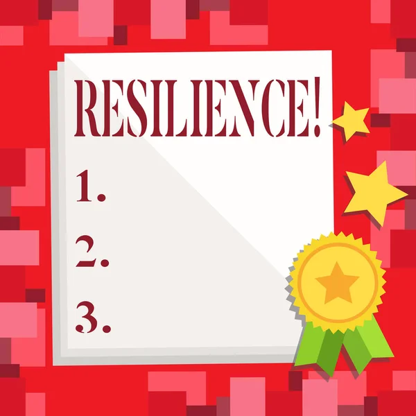 Escritura manual conceptual que muestra resiliencia. Foto de negocios mostrando Capacidad para recuperarse rápidamente de las dificultades Persistencia . — Foto de Stock