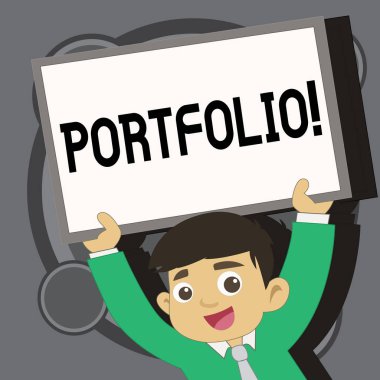 Portföy gösterilen Not yazma. Hisse kombinasyonu iş başvurusu için kullanılan çalışma örnekleri vitrine iş fotoğraf.