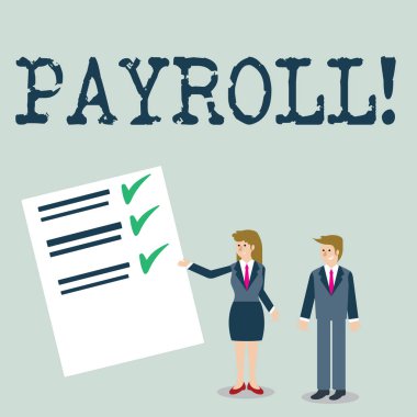 Bordro gösterilen metin işareti. Kavramsal fotoğraf toplam maaş, çalışanları için bir şirket tarafından ödenen.