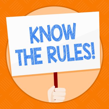Kavramsal el The Rules biliyorum gösterilen yazma. İş fotoğraf vitrine kanunlar yönetmelikler protokolleri prosedürleri unutmayın.