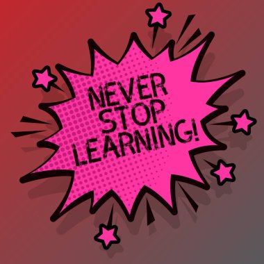 Kavramsal el yazma öğrenme durdurmak asla gösterilen. Kendini geliştirmek becerileri eğitimi devam vitrine iş fotoğraf.