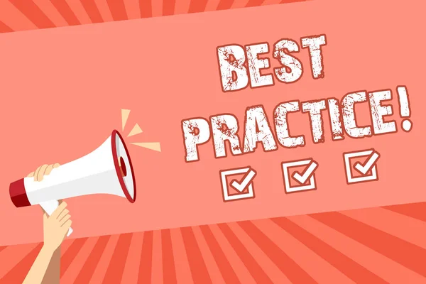 Konzeptionelle Handschrift, die Best Practice zeigt. Business-Foto präsentiert bessere Strategien Qualitätslösungen erfolgreiche Methoden. — Stockfoto