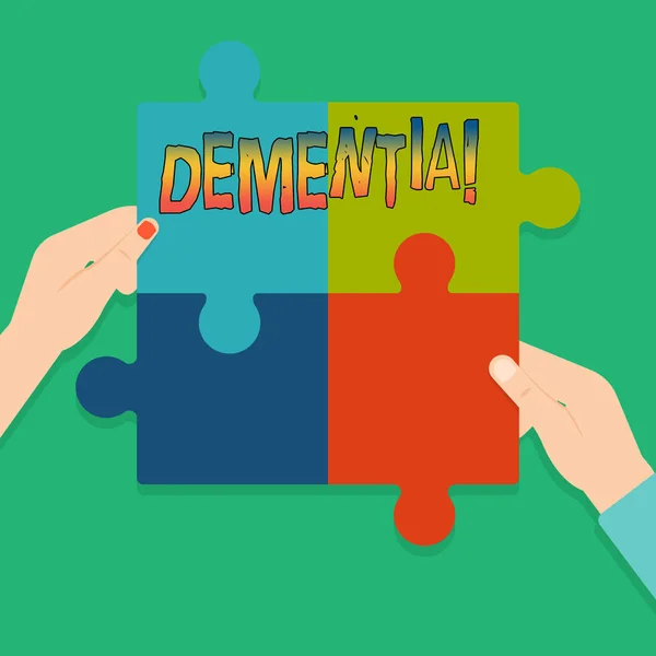 Word writing text Dementia. Business concept for Long term memory loss sign and symptoms made me retire sooner. — Stock Photo, Image