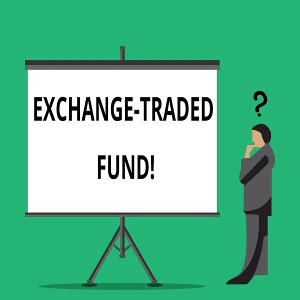 Scrittura di testi a mano Exchange Traded Fund. Concetto che significa titolo negoziabile che tiene traccia di un indice azionario . — Foto Stock