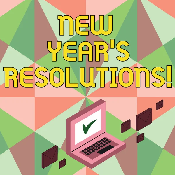Nota de escrita mostrando Resoluções de Ano Novo S. Foto de negócios mostrando objetivos Objetivos Objetivos Decisões para os próximos 365 dias . — Fotografia de Stock