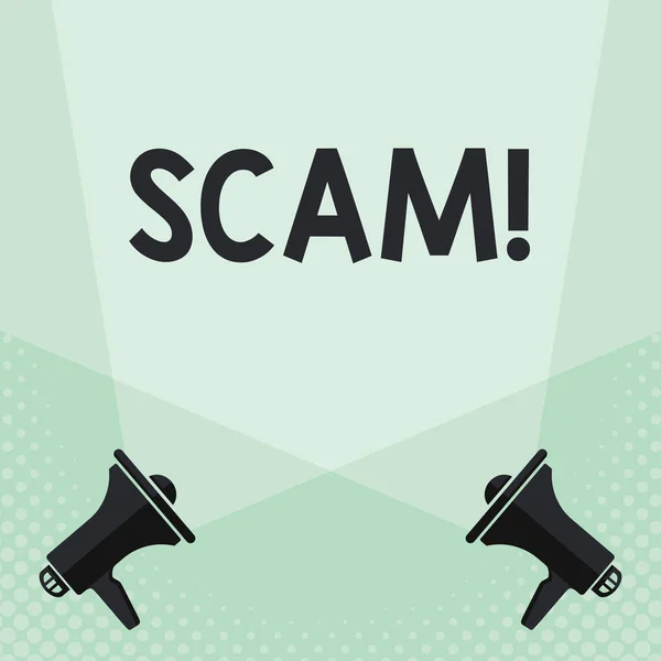 Conceptuele hand schrijven Scam tonen. Zakelijke foto tekst oneerlijk Act fraude truc mensen om geld te maken. — Stockfoto