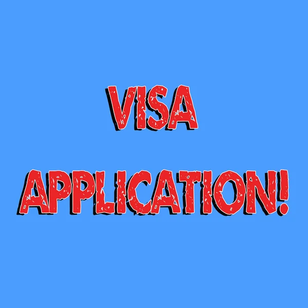 Signo de texto que muestra solicitud de visa. Hoja de fotos conceptuales para proporcionar su información básica . —  Fotos de Stock