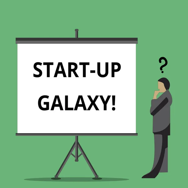 Handskrift text skriver starta upp Galaxy. Begrepp som betyder nyligen framkom business skapad av nya entreprenörer. — Stockfoto