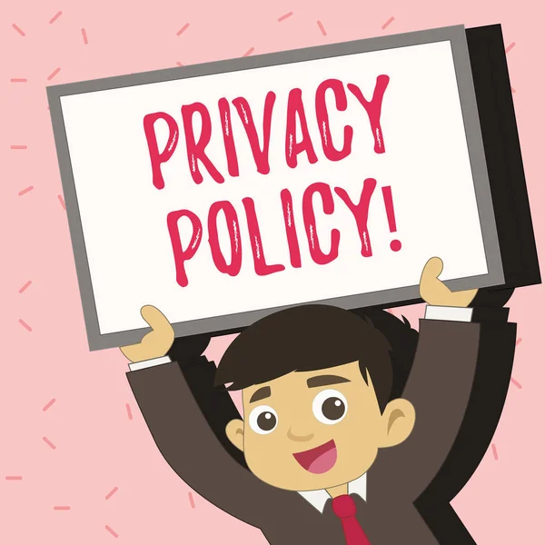 Tekst teken weergegeven: Privacy Policy. Conceptuele foto Document informatie vertrouwelijke gegevensbeveiliging. — Stockfoto