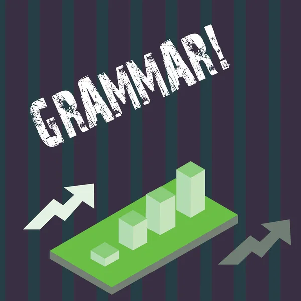 Handgeschreven tekst grammatica. Concept, wat betekent dat systeem en de structuur van een juiste juiste schrijven taalregels. — Stockfoto