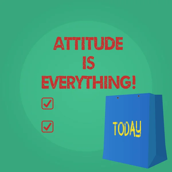 Signo de texto que muestra Actitud lo es todo. Foto conceptual Motivación Inspiración Optimismo importante para tener éxito . — Foto de Stock
