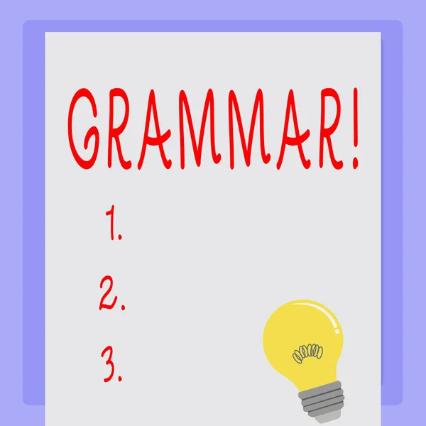 Handskrift text grammatik. Begreppet mening System och struktur av en språk rätt ordentlig skrivregler. — Stockfoto