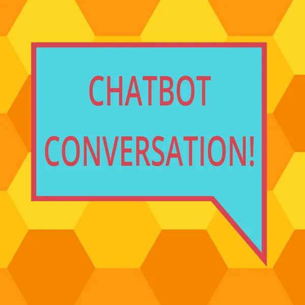 A kézírás szöveg írása Chatbot beszélgetés. Koncepció, azaz csevegés, a virtuális asszisztens mesterséges intelligencia Üres téglalap alakú színes beszéd buborék határ fotó jobb oldali. — Stock Fotó