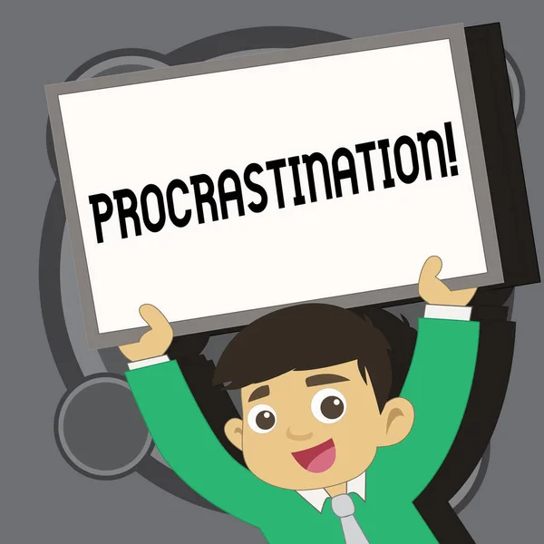 Nota di scrittura che mostra Procrastinazione. Business foto in mostra Ritardo o posticipare qualcosa di noioso . — Foto Stock