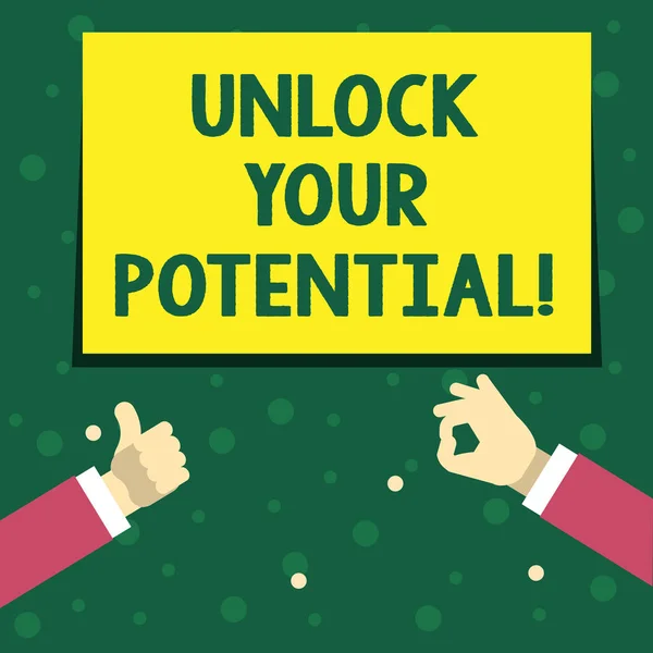 Tekst pisma ręcznego pisania Unlock Your Potential. Koncepcję co oznacza ujawniają talent siać umiejętności umiejętności. — Zdjęcie stockowe