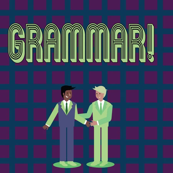 Handskrift text grammatik. Begreppet mening System och struktur av en språk rätt ordentlig skrivregler. — Stockfoto