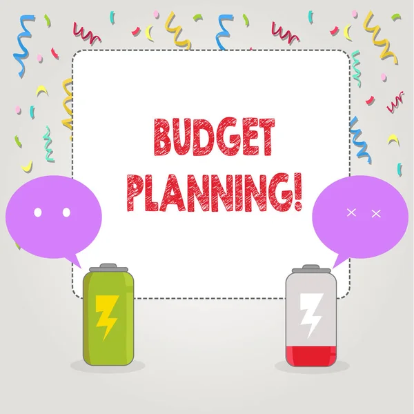 Text sign showing Budget Planning. Conceptual photo Financial Planning Evaluation of earnings and expenses.