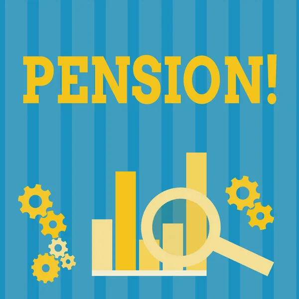 Handskrift text Pension. Begrepp som betyder inkomst seniorer tjäna efter pensionering sparar i äldre år. — Stockfoto