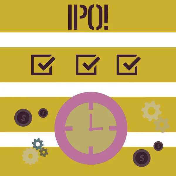 Word tekst intoetsen Ipo. Businessconcept voor eerste beursgang eerste keer aandelen van bedrijf wordt aangeboden aan het publiek. — Stockfoto