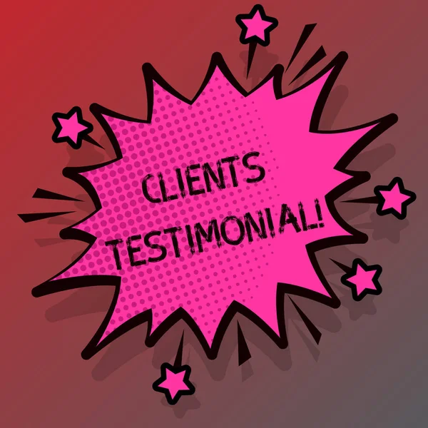 Conceptual hand writing showing Clients Testimonial. Business photo showcasing Customers Personal Experiences Reviews Opinions Feedback.