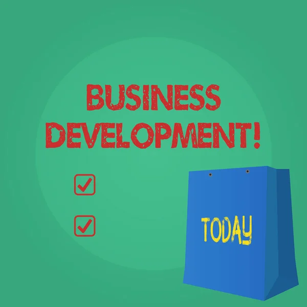 Text sign showing Business Development. Conceptual photo Develop and Implement Organization Growth Opportunities. — Stock Photo, Image