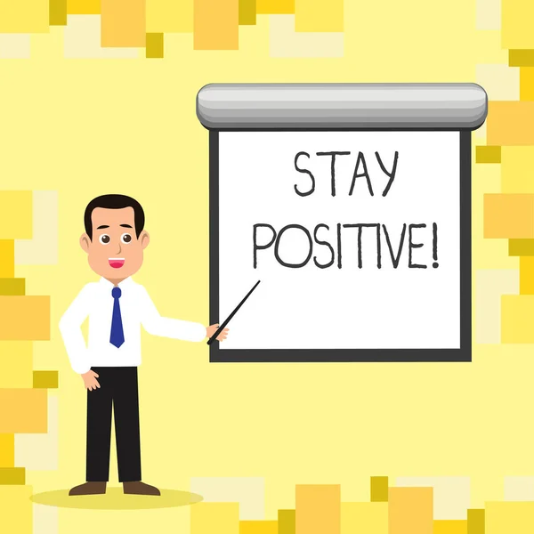 Texto de escritura de palabras Manténgase positivo. Concepto de negocio para ser optimista Motivado Buena actitud Inspirado Esperanzado . —  Fotos de Stock