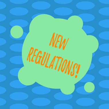 Metin yeni düzenlemeler yazılı kelime. Küçük daireler soyut fotoğraf ile iş kavramı için yasa kuralları kurumsal standartları özellikleri boş deforme renk yuvarlak şekli Değiştir.