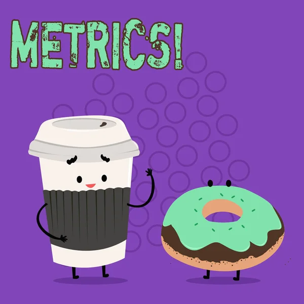 Word tekst intoetsen Metrics. Businessconcept voor de methode voor het meten van iets studeren poëtische meter verzameling van getallen. — Stockfoto