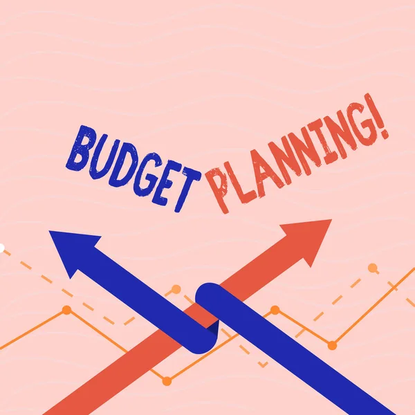 Tekst bord toont begrotingsplanning. Conceptuele foto financiële Planning evaluatie van inkomsten en uitgaven. — Stockfoto