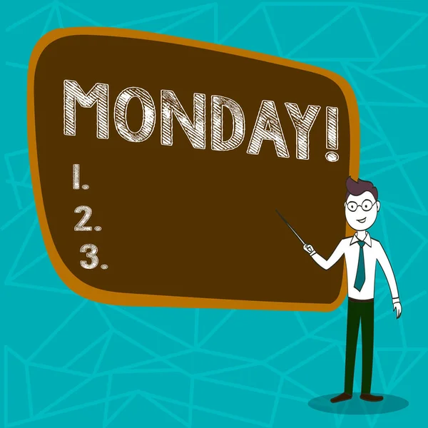 概念手写显示星期一。商业照片显示一周的第一天回去工作周末是结束提前醒来. — 图库照片