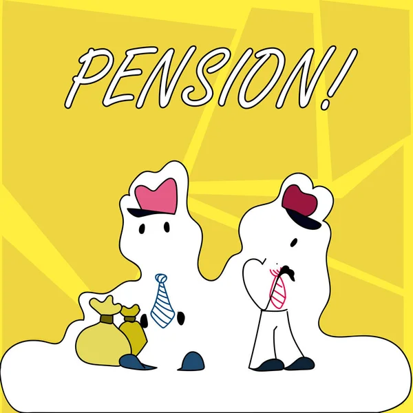 Σύνταξη σημείωσης δείχνει Pension. Επαγγελματίες φωτογραφία παρουσιάζοντας πρεσβυτέρους εισόδημα κερδίζουν μετά την συνταξιοδότηση σώζει για ηλικιωμένους χρόνια. — Φωτογραφία Αρχείου