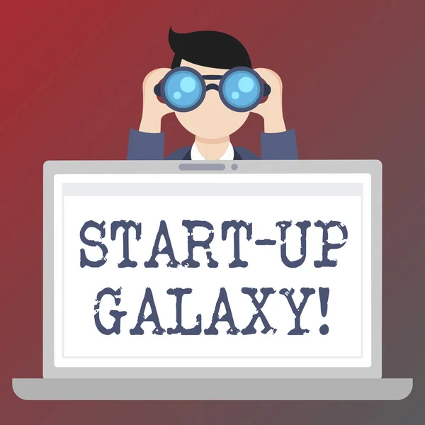 Handgeschreven tekst schrijven Start Up Galaxy. Concept, wat betekent dat onlangs naar voren gekomen bedrijf gemaakt door nieuwe ondernemers. — Stockfoto