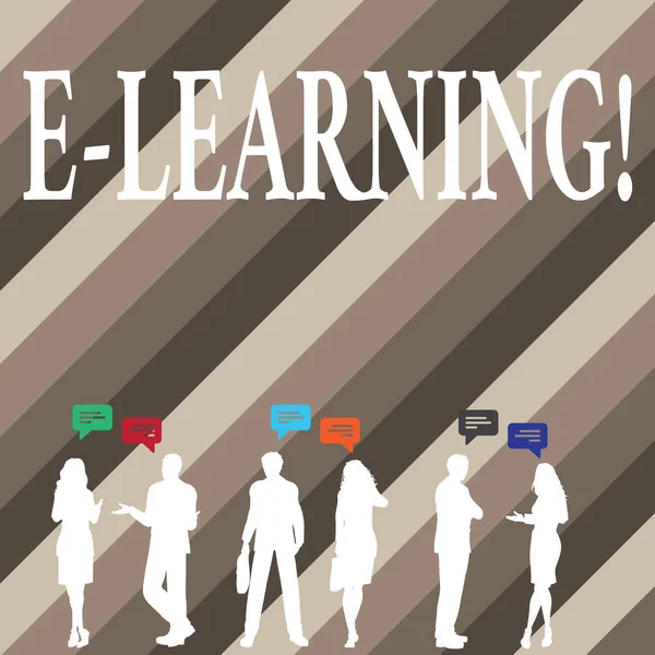 Nota de escritura que muestra E Learning. Presentación de fotos de negocios Introducción de una educación electrónica en las escuelas modernas . —  Fotos de Stock